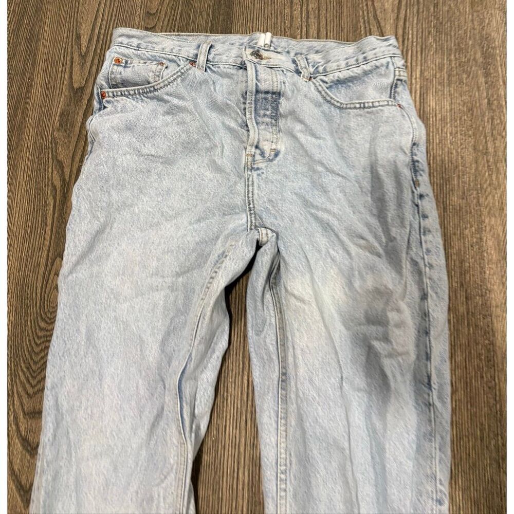 Topsop Womens Straight Jeans Mid Rise Button Fly Denim Light Wash Blue Size 30 - Picture 8 of 11